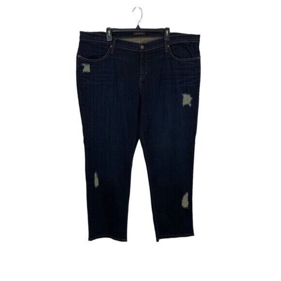 James Jeans Dark Wash Distressed Denim Cropped Jeans Plus Size 20 Made In USA - Picture 1 of 7